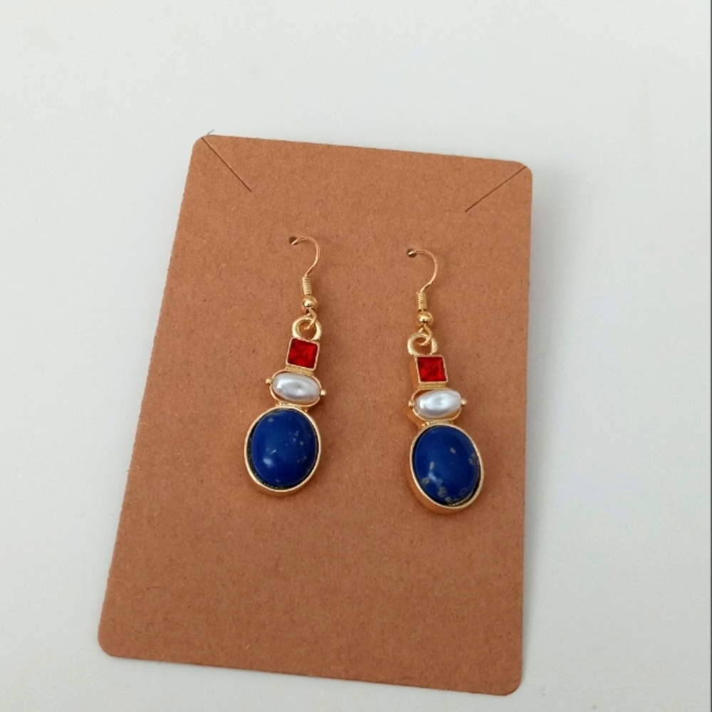 Elegant Gold and Blue Dangle Earrings